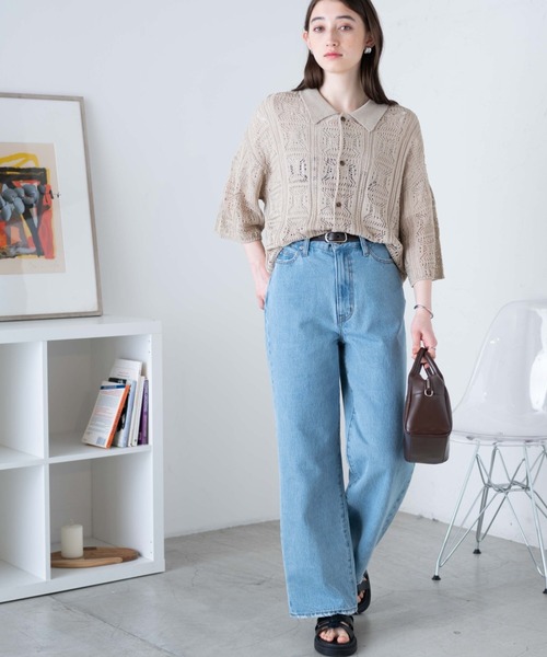 WEGO（ウィゴー）の「WEGO/メッシュニットBIGシャツ（シャツ/ブラウス・メンズ・グリーン/サックスブルー/マスタード/ブラック/オフホワイト/ベージュ/ダークオレンジ/ターコイズブルー/その他2/その他1・MEDIUM/LARGE）」の20枚目の写真