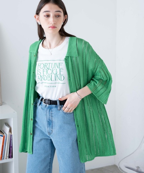 WEGO（ウィゴー）の「WEGO/メッシュニットBIGシャツ（シャツ/ブラウス・メンズ・グリーン/サックスブルー/マスタード/ブラック/オフホワイト/ベージュ/ダークオレンジ/ターコイズブルー/その他2/その他1・MEDIUM/LARGE）」の12枚目の写真