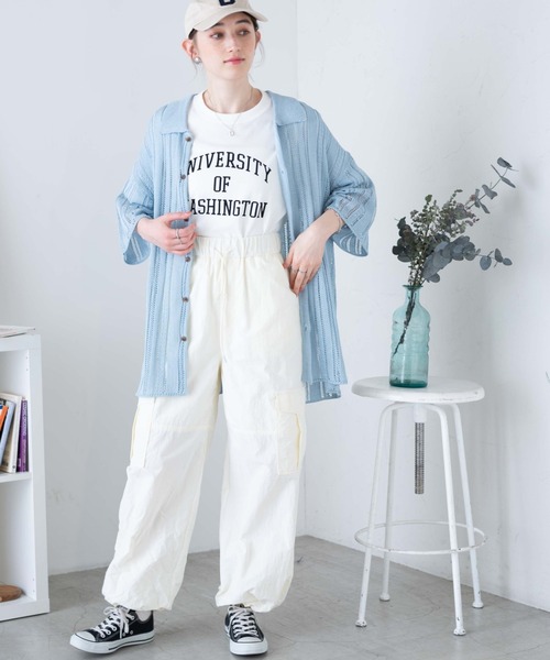 WEGO（ウィゴー）の「WEGO/メッシュニットBIGシャツ（シャツ/ブラウス・メンズ・グリーン/サックスブルー/マスタード/ブラック/オフホワイト/ベージュ/ダークオレンジ/ターコイズブルー/その他2/その他1・MEDIUM/LARGE）」の22枚目の写真