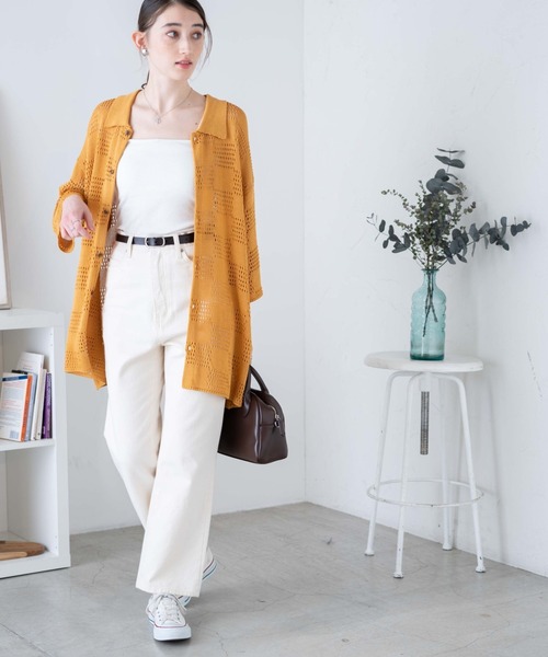 WEGO（ウィゴー）の「WEGO/メッシュニットBIGシャツ（シャツ/ブラウス・メンズ・グリーン/サックスブルー/マスタード/ブラック/オフホワイト/ベージュ/ダークオレンジ/ターコイズブルー/その他2/その他1・MEDIUM/LARGE）」の17枚目の写真