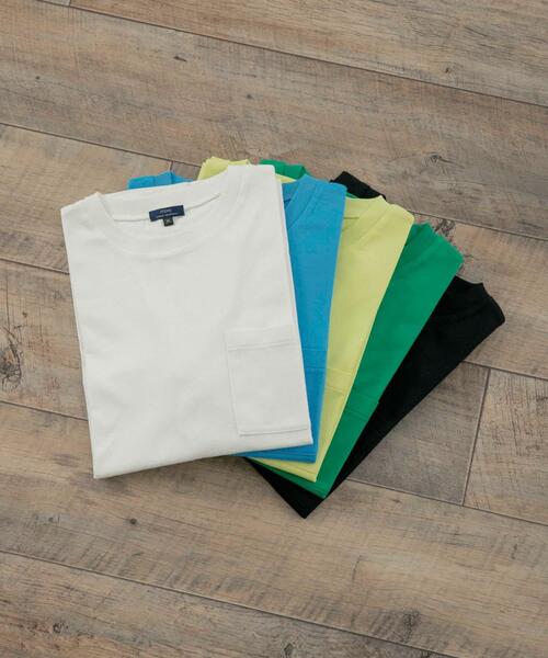 ITEMS URBANRESEARCH(アイテムズ アーバンリサーチ)の「USAコットン ムジポケットTシャツ(Tシャツ/カットソー・メンズ・オフホワイト/ブラック/イエロー/グリーン/ブルー・LARGE/MEDIUM)」の6枚目の写真