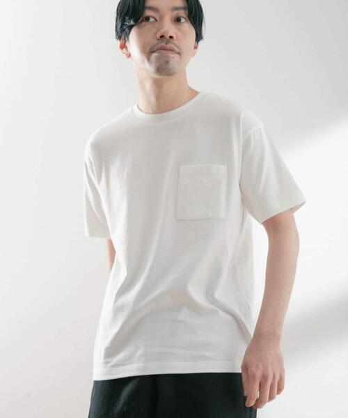 ITEMS URBANRESEARCH(アイテムズ アーバンリサーチ)の「USAコットン ムジポケットTシャツ(Tシャツ/カットソー・メンズ・オフホワイト/ブラック/イエロー/グリーン/ブルー・LARGE/MEDIUM)」の7枚目の写真