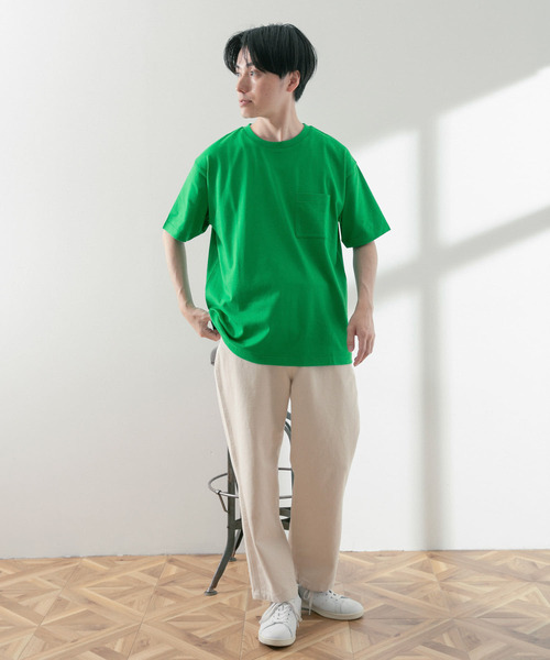 ITEMS URBANRESEARCH（アイテムズ アーバンリサーチ）の「USAコットン ムジポケットTシャツ（Tシャツ/カットソー・メンズ・オフホワイト/ブラック/イエロー/グリーン/ブルー・LARGE/MEDIUM）」の18枚目の写真