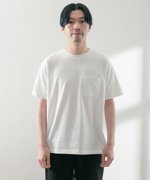 ITEMS URBANRESEARCH（アイテムズ アーバンリサーチ）の「USAコットン ムジポケットTシャツ（Tシャツ/カットソー・メンズ・オフホワイト/ブラック/イエロー/グリーン/ブルー・LARGE/MEDIUM）」の19枚目の写真