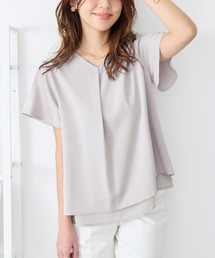 シフォンレイヤードVネックブラウス