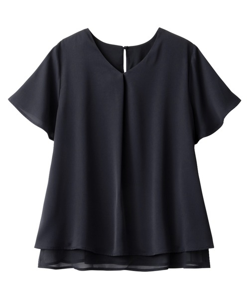 alotta(アロッタ)の「シフォンレイヤードVネックブラウス(シャツ/ブラウス・レディース・ミント/オフホワイト/ライトグレー/ダークネイビー/ピンク/ブラック・MEDIUM/LARGE/XX-LARGE/X-LARGE)」の14枚目の写真