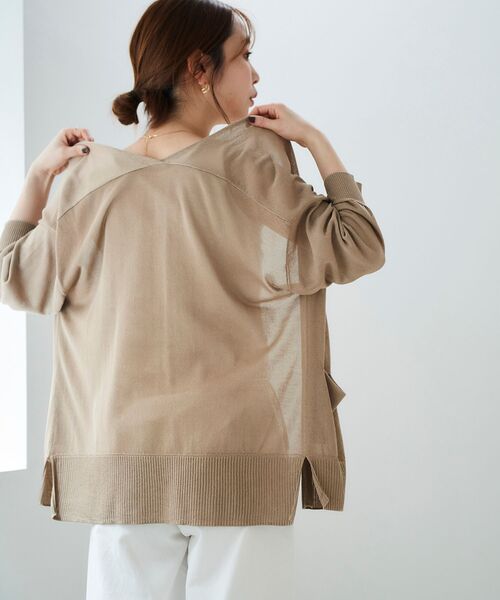 le.coeur blanc(ルクールブラン)の「カシリーレーヨンカーディガン(ニット/セーター・レディース・イエロー/ネイビー/ホワイト/モカ・38)」の6枚目の写真