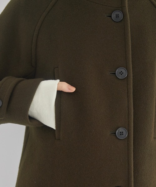 CITY TOKYO（シティトウキョウ）の「2WAYダブルメルトンスタンドコート（ステンカラーコート・レディース・ベージュ/カーキ/ブラック/その他2・2/1）」の7枚目の写真