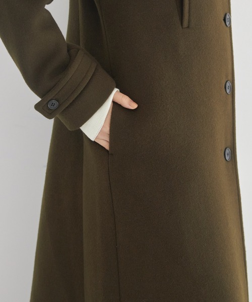 CITY TOKYO（シティトウキョウ）の「2WAYダブルメルトンスタンドコート（ステンカラーコート・レディース・ベージュ/カーキ/ブラック/その他2・2/1）」の6枚目の写真