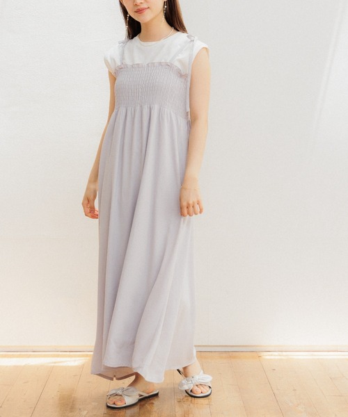 flower（フラワー）の「ナチュラルキャミワンピース４（ワンピース・レディース・アイボリー/グレー/ブラック・FREE）」の3枚目の写真