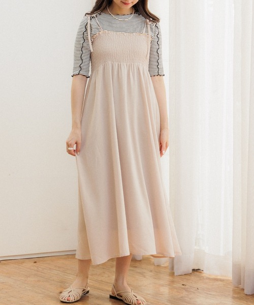 flower（フラワー）の「ナチュラルキャミワンピース４（ワンピース・レディース・アイボリー/グレー/ブラック・FREE）」の2枚目の写真