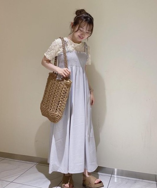 flower（フラワー）の「ナチュラルキャミワンピース４（ワンピース・レディース・アイボリー/グレー/ブラック・FREE）」の12枚目の写真