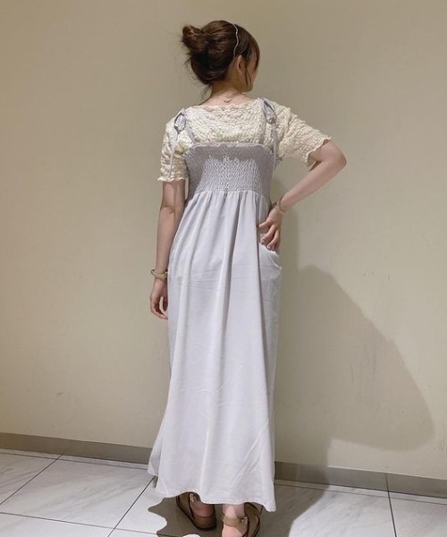 flower（フラワー）の「ナチュラルキャミワンピース４（ワンピース・レディース・アイボリー/グレー/ブラック・FREE）」の10枚目の写真