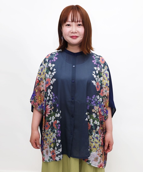 iS ScoLar - イズスカラー543275：しだれ花柄シャツ Amazon | is scolar イズスカラー 543275：しだれ花柄シャツ 38