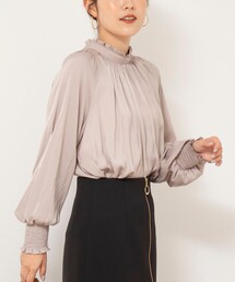 割織フリルネック2WAYブラウス