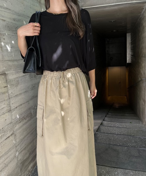 SallyLunn(サリーラン)の「ミリタリーロングカーゴスカート(スカート・レディース・ブラック/カーキ/ベージュ/チャコール・FREE)」の14枚目の写真