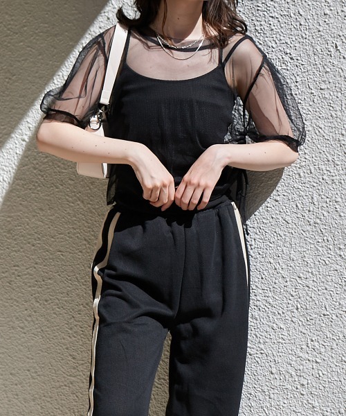 Rejoule(リジュール)の「チュールTシャツ(Tシャツ/カットソー・レディース・アイボリー/サーモンピンク/ブラック・FREE)」の9枚目の写真