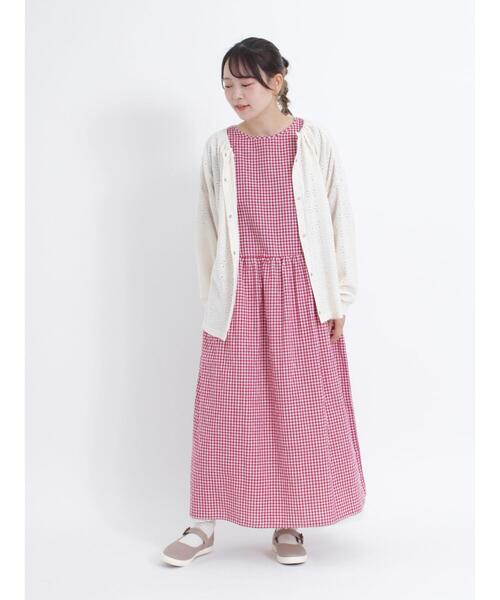 Samansa Mos2（サマンサ モスモス）の「リネン混柄アソート前後2WAYワンピース（ワンピース・レディース・マスタード/ブラック/ネイビー/チャコールグレー/グレー/レッド・F）」の16枚目の写真