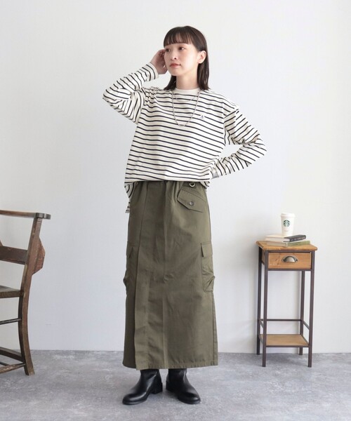 GEVACO（ゲバコ）の「【GEVACO/ゲバコ】ベーシックロングボーダーT（Tシャツ/カットソー・レディース・ホワイト系その他/ブラウン系その他/ブラック系その他・38）」の19枚目の写真