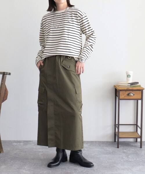 GEVACO（ゲバコ）の「【GEVACO/ゲバコ】ベーシックロングボーダーT（Tシャツ/カットソー・レディース・ホワイト系その他/ブラウン系その他/ブラック系その他・38）」の9枚目の写真