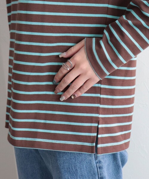 GEVACO（ゲバコ）の「【GEVACO/ゲバコ】ベーシックロングボーダーT（Tシャツ/カットソー・レディース・ホワイト系その他/ブラウン系その他/ブラック系その他・38）」の8枚目の写真