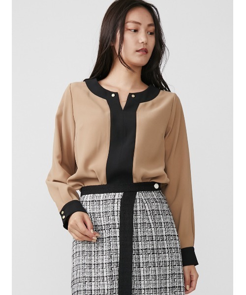 TONAL（トーナル）の「フロントバイカラーチェーンブラウス（シャツ 