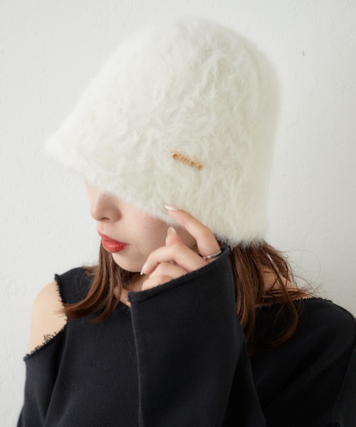 Chico（チコ）の「ブローチ付フェザーバケットハット（ハット・レディース・ベージュ/アイボリー/ブラック・FREE）」の6枚目の写真