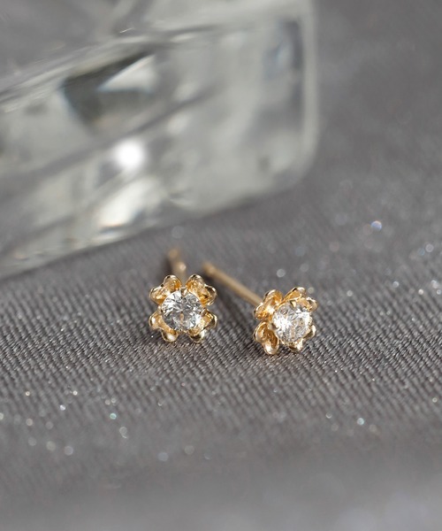 ジルコニアフラワーピアス[K10]（ピアス（両耳用））｜ANEMONE（アネモネ）