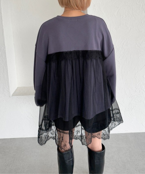 apres jour mignon(アプレジュールミニョン)の「レースドッキングスウェット【ZOZOTOWN限定アイテム】(スウェット・レディース・パープル/ブラック/ナチュラル・フリー/X-LARGE)」の21枚目の写真