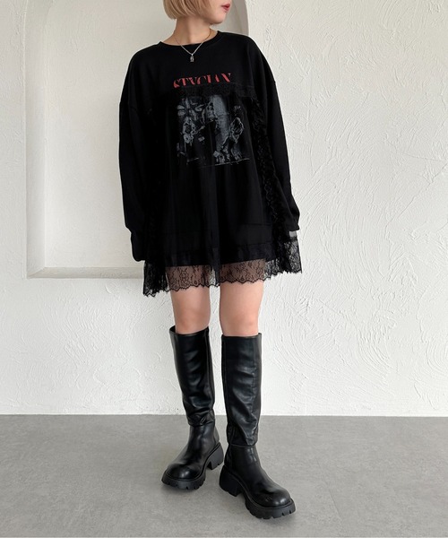 apres jour mignon(アプレジュールミニョン)の「レースドッキングスウェット【ZOZOTOWN限定アイテム】(スウェット・レディース・パープル/ブラック/ナチュラル・フリー/X-LARGE)」の10枚目の写真