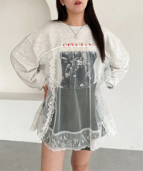 apres jour mignon(アプレジュールミニョン)の「レースドッキングスウェット【ZOZOTOWN限定アイテム】(スウェット・レディース・パープル/ブラック/ナチュラル・フリー/X-LARGE)」の11枚目の写真
