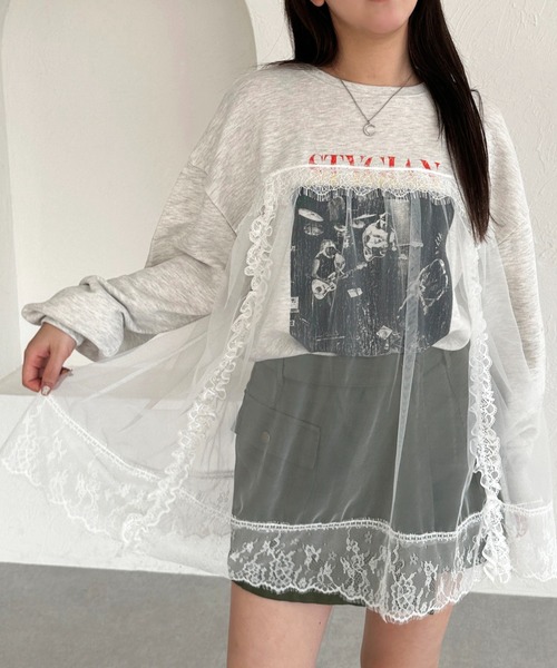 apres jour mignon(アプレジュールミニョン)の「レースドッキングスウェット【ZOZOTOWN限定アイテム】(スウェット・レディース・パープル/ブラック/ナチュラル・フリー/X-LARGE)」の12枚目の写真