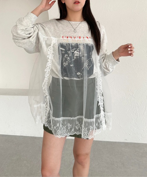 apres jour mignon(アプレジュールミニョン)の「レースドッキングスウェット【ZOZOTOWN限定アイテム】(スウェット・レディース・パープル/ブラック/ナチュラル・フリー/X-LARGE)」の13枚目の写真