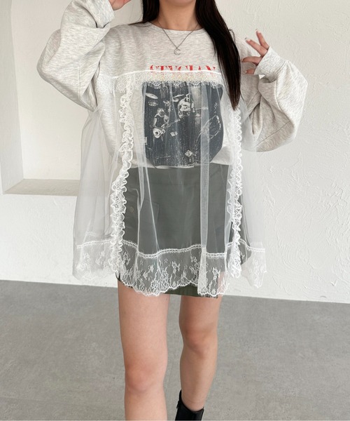 apres jour mignon(アプレジュールミニョン)の「レースドッキングスウェット【ZOZOTOWN限定アイテム】(スウェット・レディース・パープル/ブラック/ナチュラル・フリー/X-LARGE)」の14枚目の写真