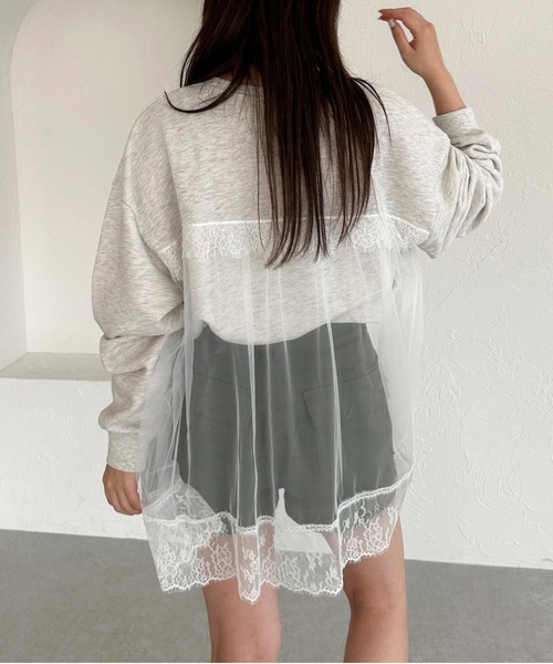 apres jour mignon(アプレジュールミニョン)の「レースドッキングスウェット【ZOZOTOWN限定アイテム】(スウェット・レディース・パープル/ブラック/ナチュラル・フリー/X-LARGE)」の15枚目の写真