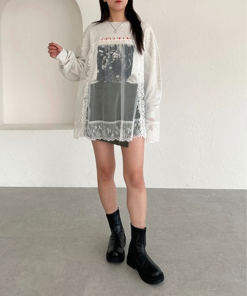 apres jour mignon(アプレジュールミニョン)の「レースドッキングスウェット【ZOZOTOWN限定アイテム】(スウェット・レディース・パープル/ブラック/ナチュラル・フリー/X-LARGE)」の18枚目の写真