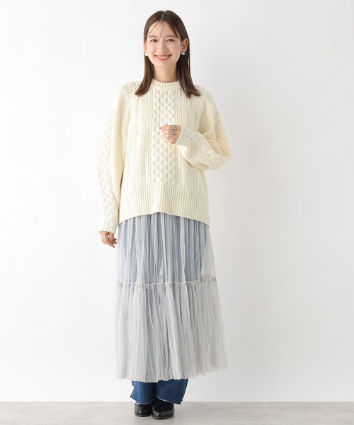 LEPSIM（レプシィム）の「5ゲージケーブルプルオーバー　971246（ニット/セーター・レディース・ブラウン/レッド/アイボリー・FREE）」の4枚目の写真