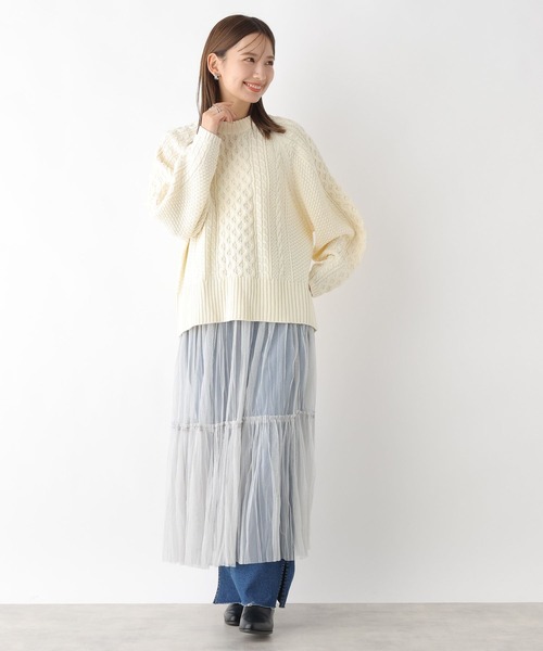 LEPSIM（レプシィム）の「5ゲージケーブルプルオーバー　971246（ニット/セーター・レディース・ブラウン/レッド/アイボリー・FREE）」の5枚目の写真