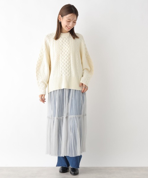 LEPSIM（レプシィム）の「5ゲージケーブルプルオーバー　971246（ニット/セーター・レディース・ブラウン/レッド/アイボリー・FREE）」の6枚目の写真