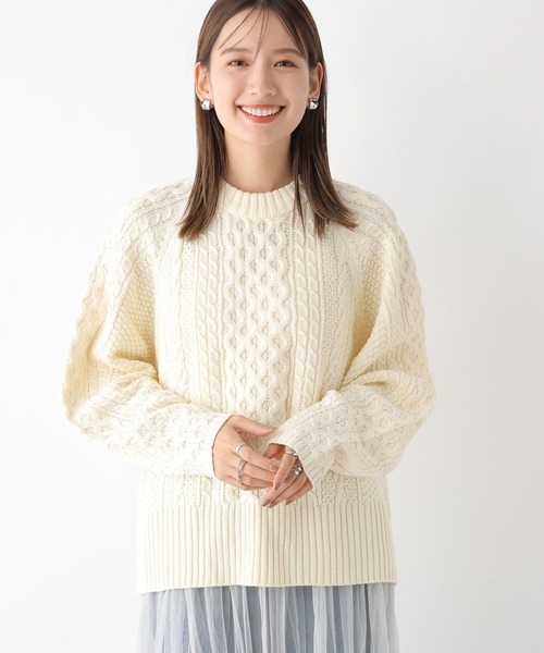 LEPSIM（レプシィム）の「5ゲージケーブルプルオーバー　971246（ニット/セーター・レディース・ブラウン/レッド/アイボリー・FREE）」の7枚目の写真