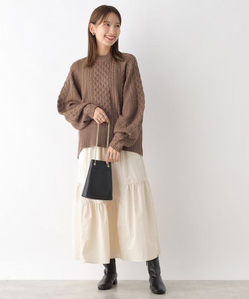 LEPSIM（レプシィム）の「5ゲージケーブルプルオーバー　971246（ニット/セーター・レディース・ブラウン/レッド/アイボリー・FREE）」の11枚目の写真