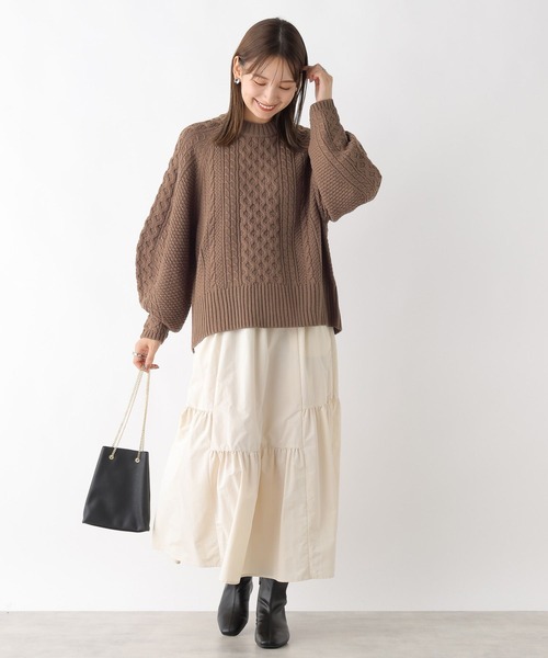 LEPSIM（レプシィム）の「5ゲージケーブルプルオーバー　971246（ニット/セーター・レディース・ブラウン/レッド/アイボリー・FREE）」の12枚目の写真