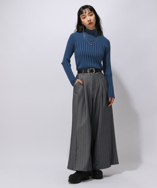 HARE（ハレ）の「ブロックランダムリブニット(HARE)（ニット/セーター・レディース・ブラック/ブルー/パープル/グリーン・FREE）」の18枚目の写真