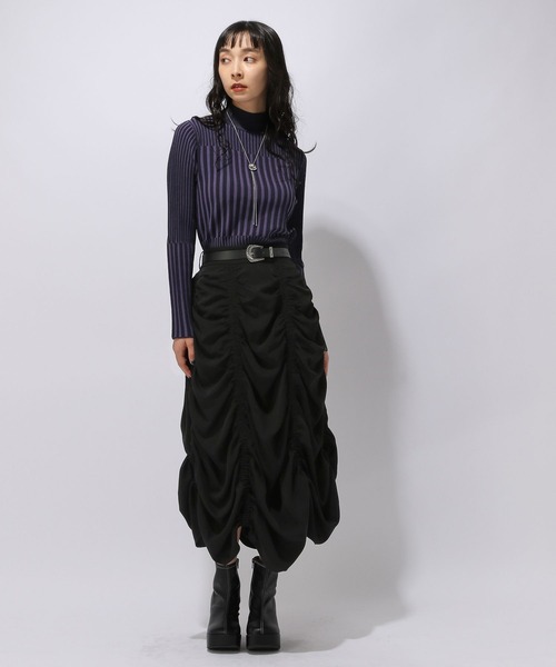 HARE（ハレ）の「ブロックランダムリブニット(HARE)（ニット/セーター・レディース・ブラック/ブルー/パープル/グリーン・FREE）」の19枚目の写真