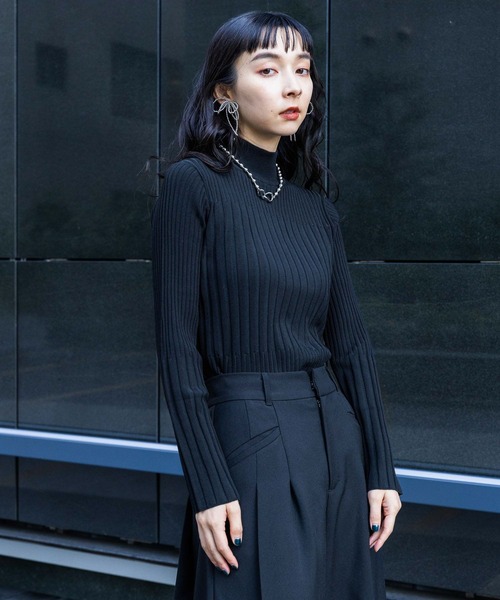 HARE（ハレ）の「ブロックランダムリブニット(HARE)（ニット/セーター・レディース・ブラック/ブルー/パープル/グリーン・FREE）」の21枚目の写真