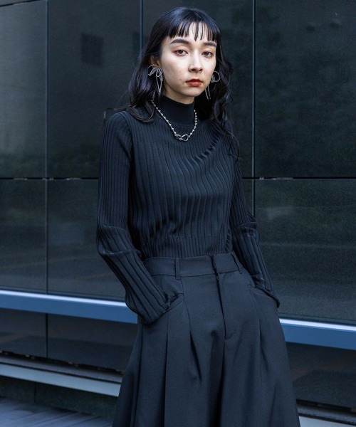 HARE（ハレ）の「ブロックランダムリブニット(HARE)（ニット/セーター・レディース・ブラック/ブルー/パープル/グリーン・FREE）」の22枚目の写真