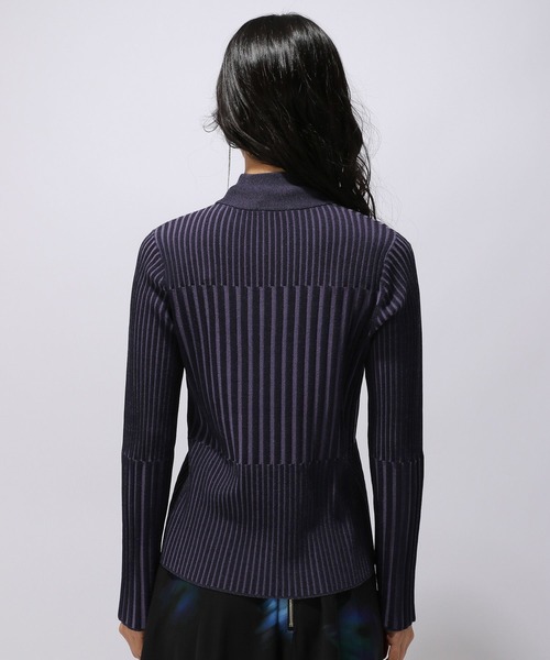 HARE（ハレ）の「ブロックランダムリブニット(HARE)（ニット/セーター・レディース・ブラック/ブルー/パープル/グリーン・FREE）」の9枚目の写真