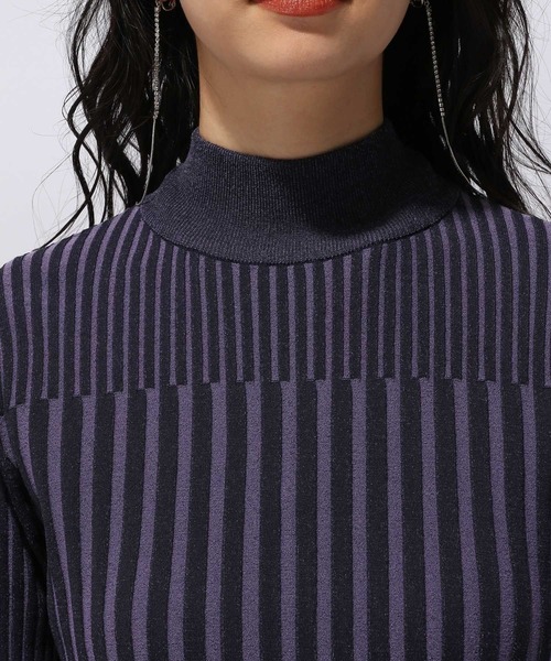 HARE（ハレ）の「ブロックランダムリブニット(HARE)（ニット/セーター・レディース・ブラック/ブルー/パープル/グリーン・FREE）」の10枚目の写真