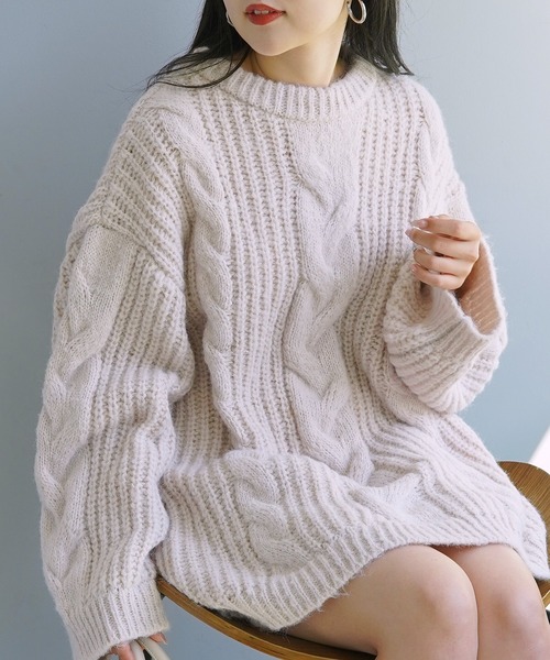 Chico(チコ)の「ケーブルルーズチュニック(チュニック・レディース・ブルー/ライトベージュ/ピンク・FREE)」の8枚目の写真