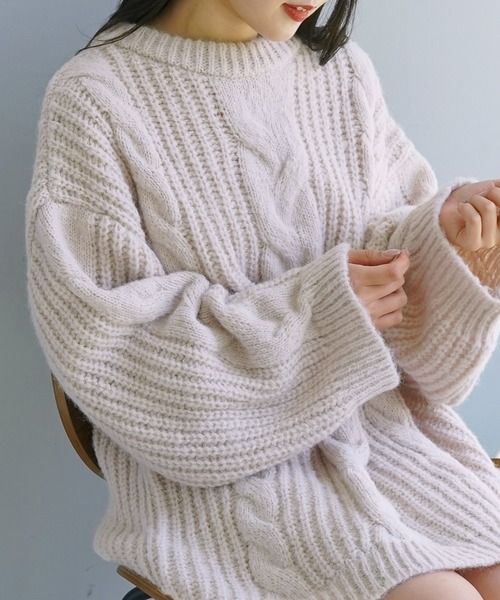 Chico(チコ)の「ケーブルルーズチュニック(チュニック・レディース・ブルー/ライトベージュ/ピンク・FREE)」の11枚目の写真